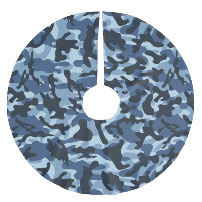 Blue Camouflage   Brushed Polyester Tree Skirt (Front)