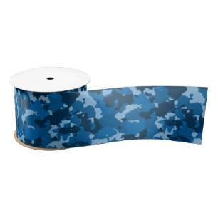 Blue Camouflage Camo Army Military Satin Ribbon