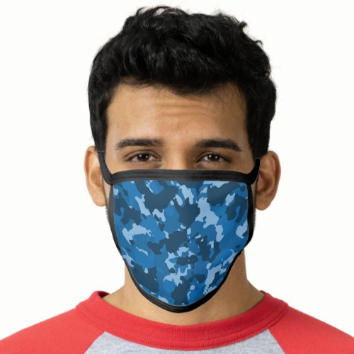 Blue  Camouflage Camo Pattern Military Face Mask