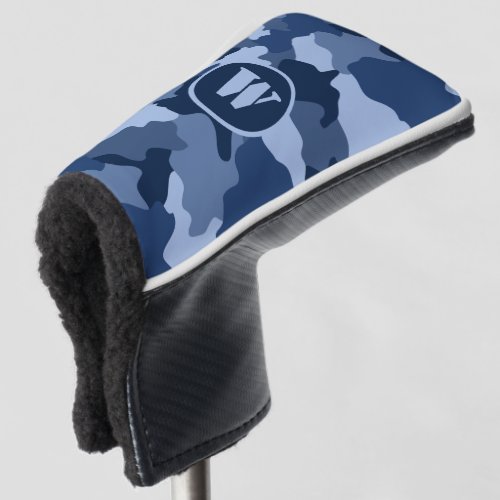 Blue Camouflage Camo Pattern Monogram Initial Golf Head Cover