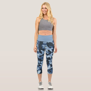 Blue Camouflage  Capri Leggings