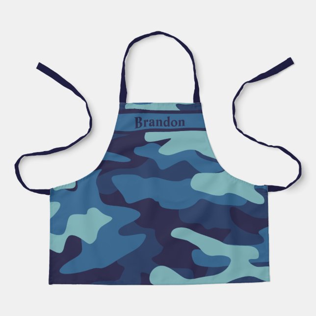 Blue Camouflage Cool Custom Kids Apron (Front)