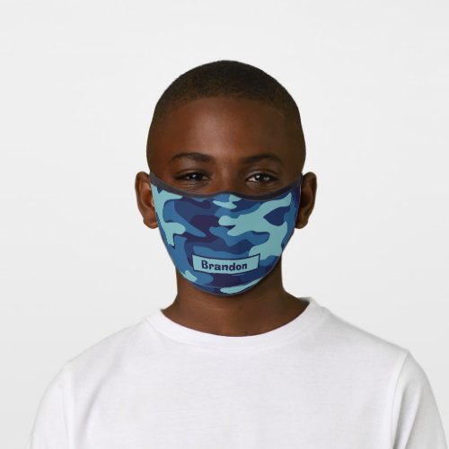 Blue Camouflage Cool Custom Kids Pattern Premium Face Mask