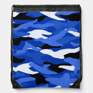 Blue camouflage drawstring bag