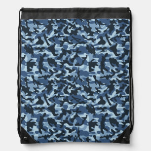 Blue Camouflage Drawstring Bag