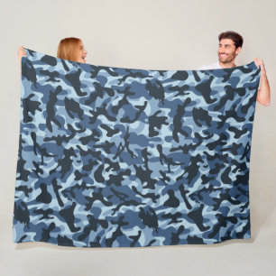 Blue Camouflage Fleece Blanket
