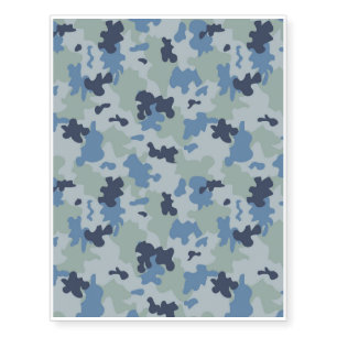 Blue Camouflage II Temporary Tattoos