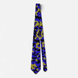 Blue Camouflage in Gold and Black Neck Tie