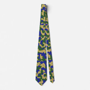 Blue Camouflage in Khaki and Forest Green Neck Tie