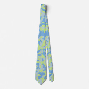Blue Camouflage in Yellow and Light Blue Neck Tie