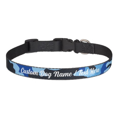 Blue Camouflage Medium Dog Collar Personalized  Pet Collar