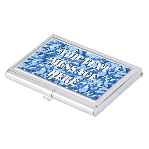 Blue Camouflage Military Background Business Card Holder