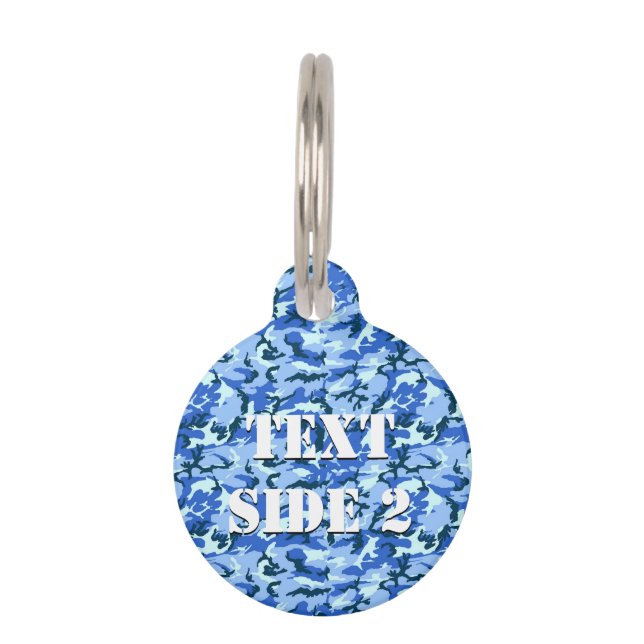 Blue Camouflage Military Background Pet ID Tag (Front)