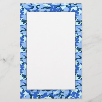Blue Camouflage Military Background Stationery by Camouflage4you at Zazzle