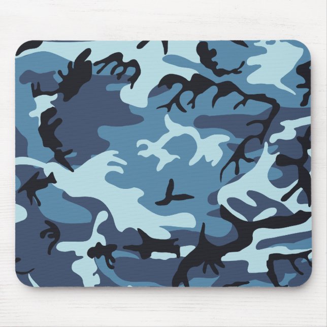 Blue Camouflage Mouse Pad (Front)