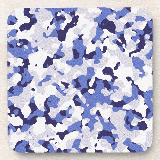 Blue camouflage pattern beverage coaster (Front)