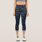 Blue Camouflage Pattern Capri Leggings