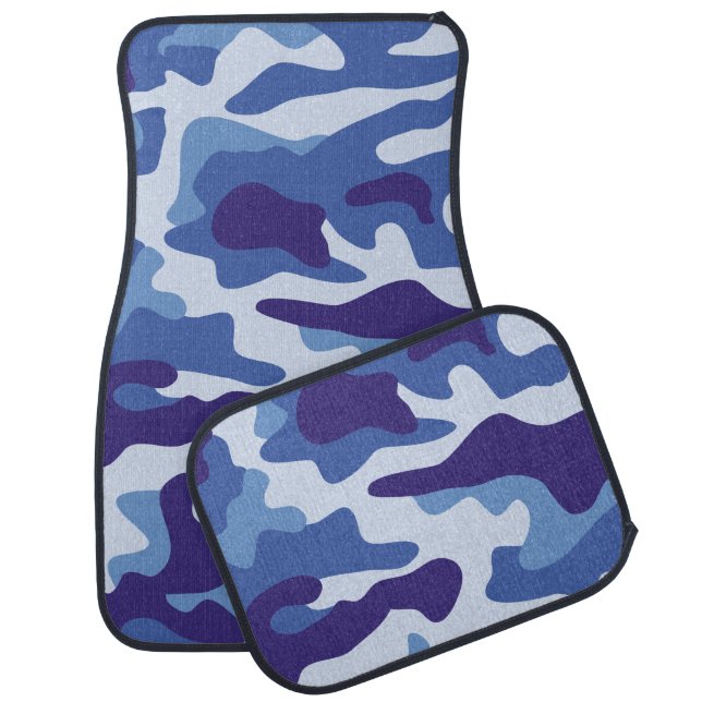 Blue camouflage pattern car mat (Set)
