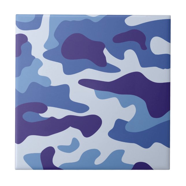 Blue camouflage pattern ceramic tile (Front)
