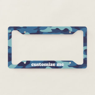 Blue Camouflage Pattern Cool Custom License Plate Frame