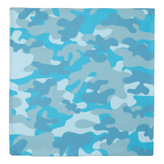 Blue Camouflage Pattern Duvet Cover