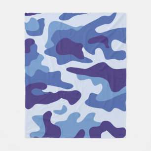 Blue camouflage pattern fleece blanket