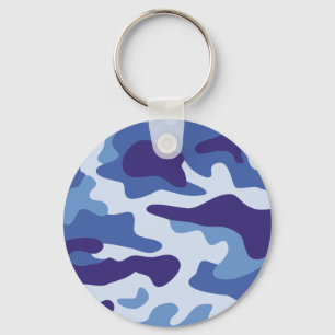 Blue camouflage pattern keychain
