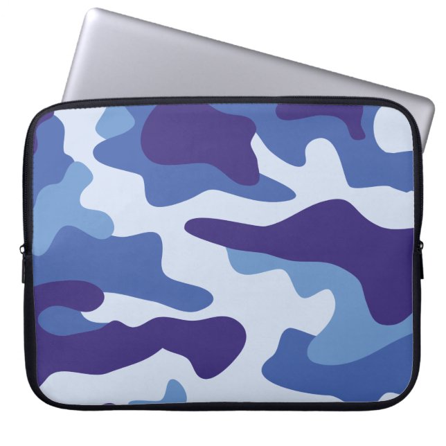 Blue camouflage pattern laptop sleeve (Front)