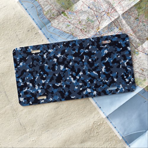 Blue Camouflage Pattern License Plate