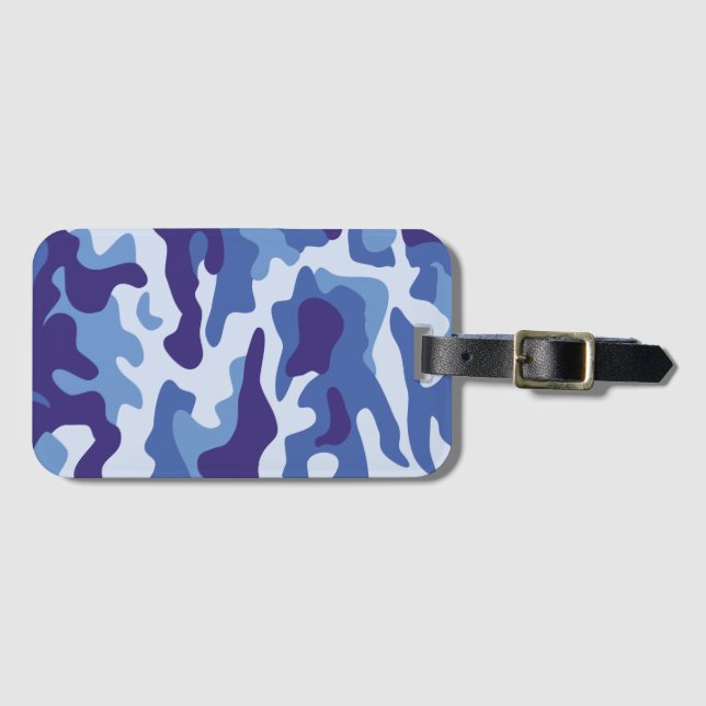 Blue camouflage pattern luggage tag (Front Horizontal)