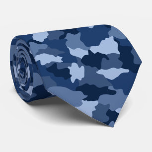 Blue Camouflage Pattern Military Neck Tie
