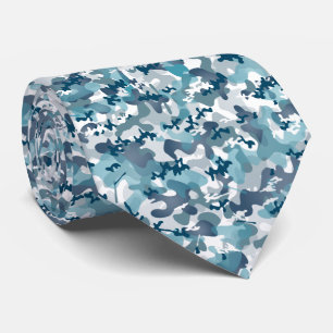 Blue camouflage pattern neck tie