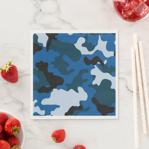 blue camouflage pattern Paper  Party Napkins