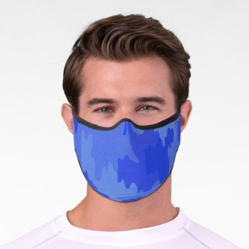 Blue Camouflage Pattern Premium Face Mask