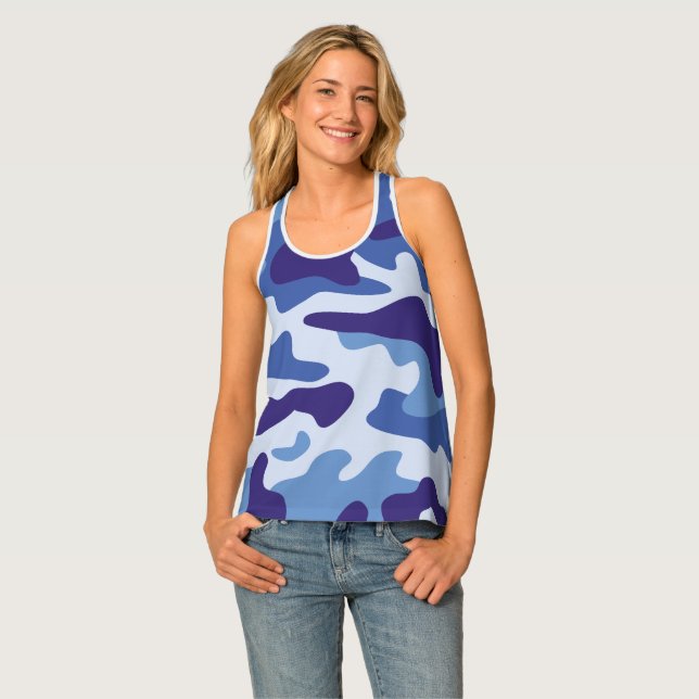 Blue camouflage pattern tank top (Front Full)