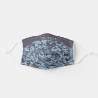 Blue camouflage pattern with customizable name cloth face mask