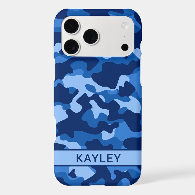 Blue Camouflage Personalized Case-Mate iPhone Case (Back)