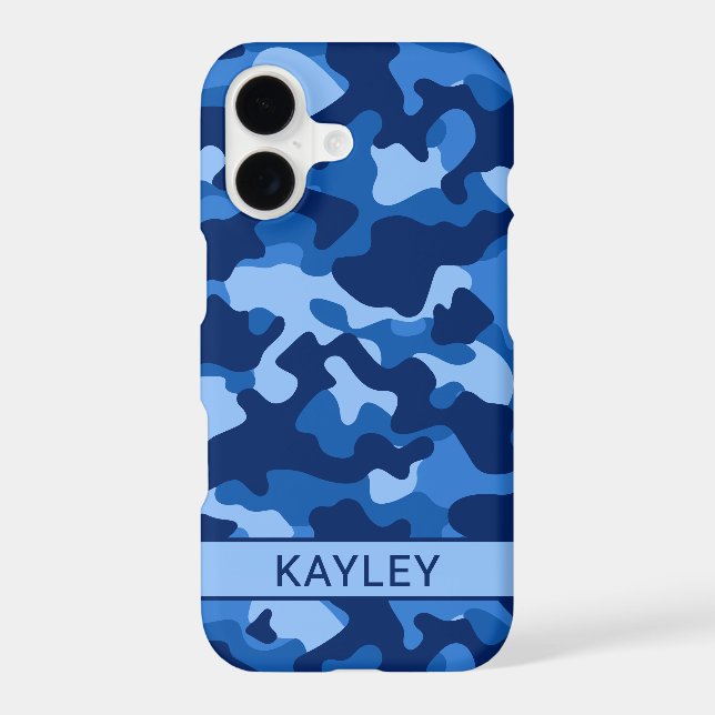 Blue Camouflage Personalized Case-Mate iPhone Case (Back)
