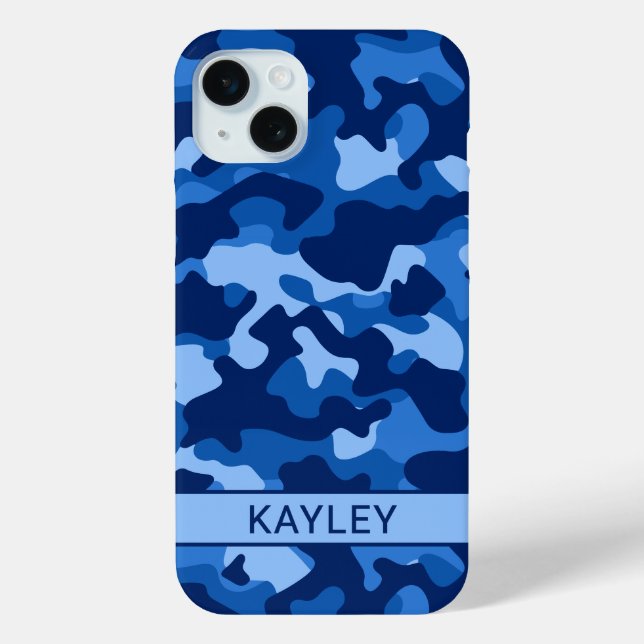 Blue Camouflage Personalized Case-Mate iPhone Case (Back)