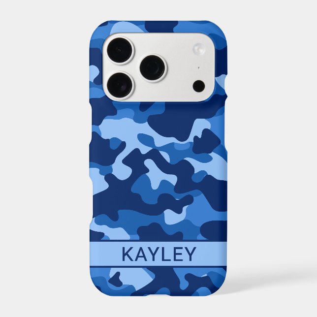 Blue Camouflage Personalized Case-Mate iPhone Case (Back)