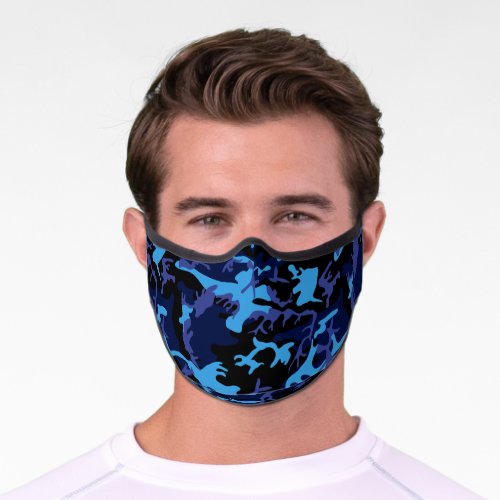 Blue Camouflage Premium Face Mask