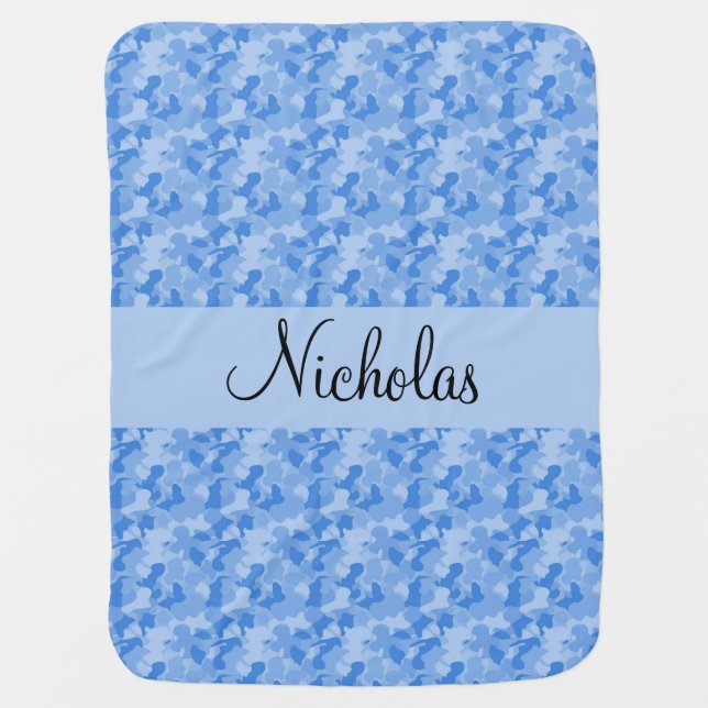 Blue Camouflage Receiving Blanket (Front)