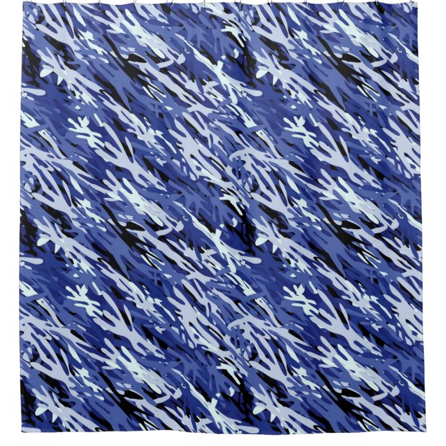 Blue Camouflage Shower Curtain (Front)