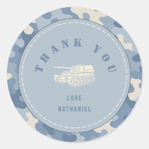 Blue Camouflage Soldier Army birthday Classic Round Sticker