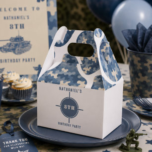 Blue Camouflage Soldier Army birthday Favor Boxes