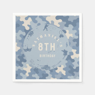 Blue Camouflage Soldier Army birthday Napkins