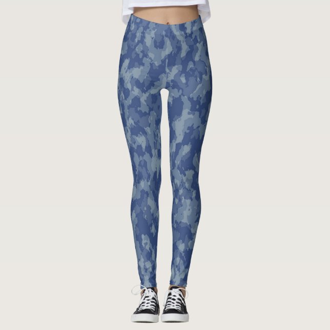 Blue Camouflage Women's Leggings (Front)