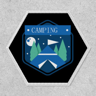 Blue Camping Badge Iron On Patch