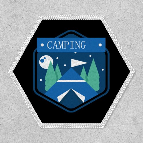 Blue Camping Badge Iron On Patch