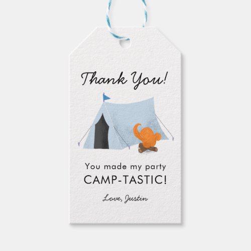 Blue Camping Birthday Party Camptastic Favor Gift Tags